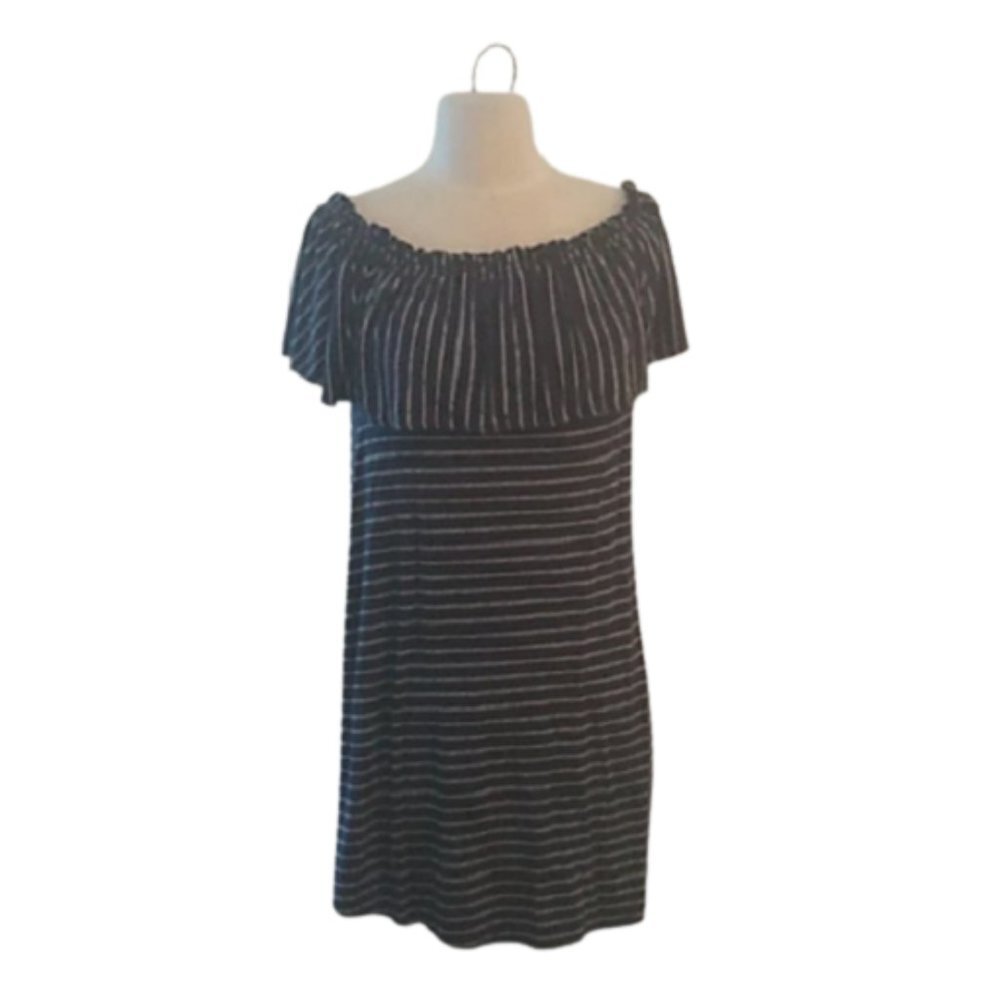 Abercrombie + Fitch Striped Navy White Mini Dress, Medium